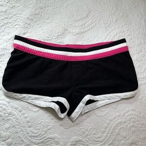 Arizona Y2K Micro Mini Swim Shorts. Size: Small. Black, pink, and white.
